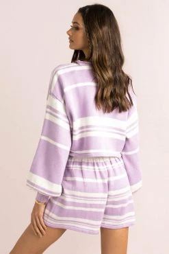 Sundae Muse New Arrivals Mimi Top / Lilac Stripe
