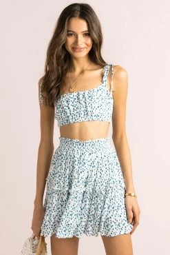 Sundae Muse Bottoms Gemini Skirt / Blue Floral