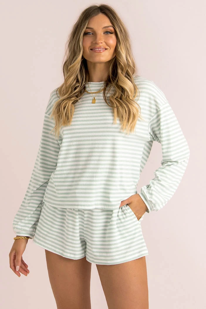 Sundae Muse Finn Shorts / Green Stripe 7 Sundae Muse Finn Shorts / Green Stripe