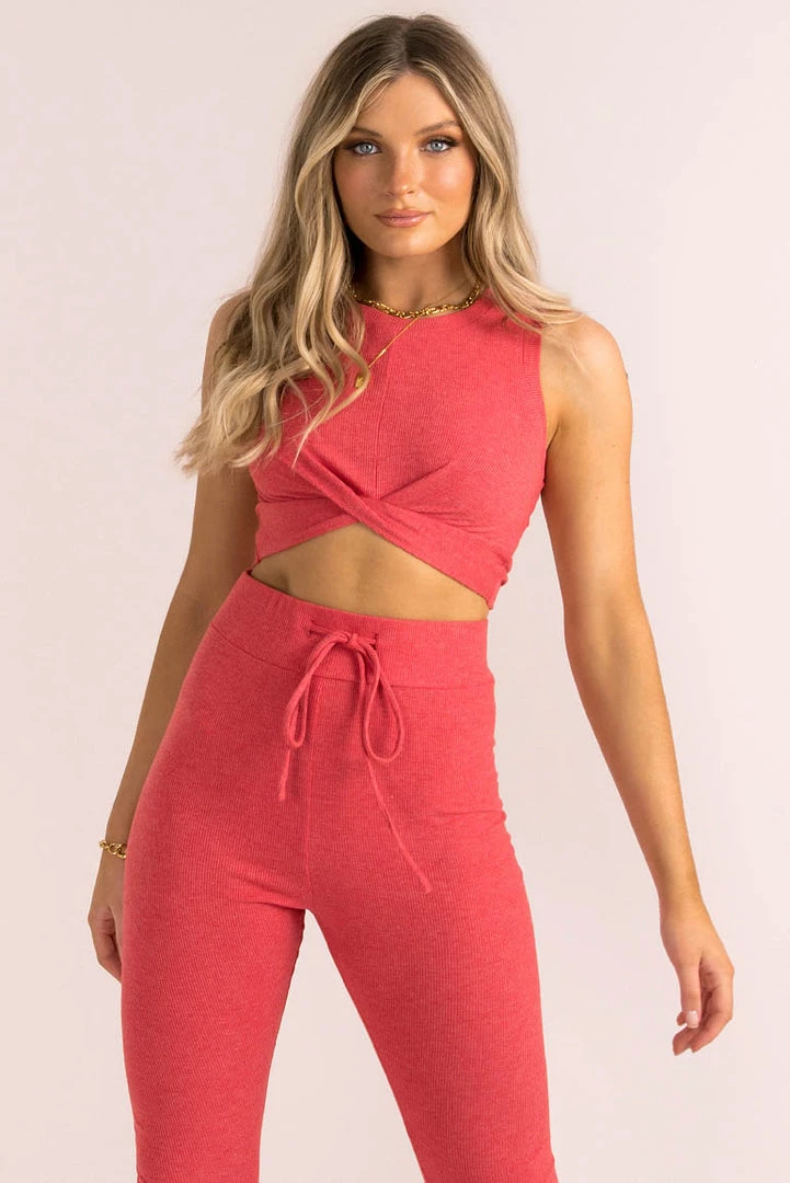 Sundae Muse Tops Tate Yoga Top / Red 5 Sundae Muse Tops Tate Yoga Top / Red