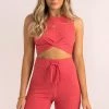 Sundae Muse Tops Tate Yoga Top / Red