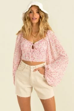 Sundae Muse Paige Top / Pink Floral Tops