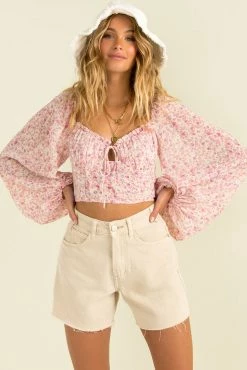 Sundae Muse Paige Top / Pink Floral Tops