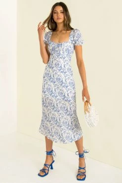 Sundae Muse Carmen Dress / Blue Floral