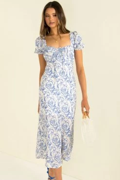 Sundae Muse Carmen Dress / Blue Floral
