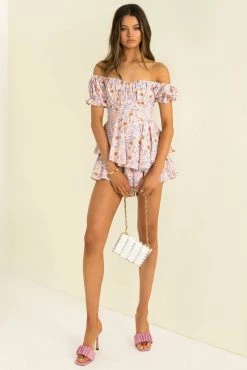 Sundae Muse Ruth Playsuit / Pink Floral Playsuits & Rompers