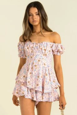 Sundae Muse Ruth Playsuit / Pink Floral Playsuits & Rompers