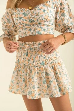 Sundae Muse Mina Skirt / Peach Floral Bottoms