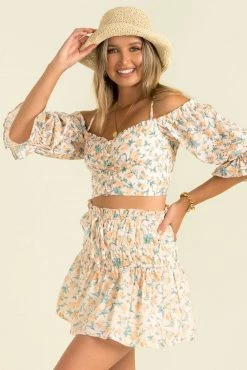 Sundae Muse Mina Skirt / Peach Floral Bottoms