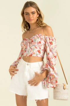 Sundae Muse Paige Top / Red Floral Tops