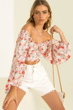 Sundae Muse Paige Top / Red Floral Tops