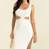 Sundae Muse Valerie Dress / White Ribbed Dresses