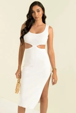 Sundae Muse Valerie Dress / White Ribbed Dresses