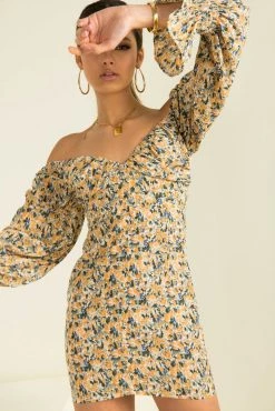 Sundae Muse Carine Dress / Yellow Floral Floral Dresses