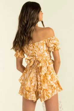 Sundae Muse Ruth Playsuit / Orange Print Playsuits & Rompers