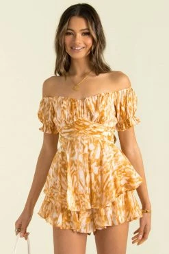 Sundae Muse Ruth Playsuit / Orange Print Playsuits & Rompers