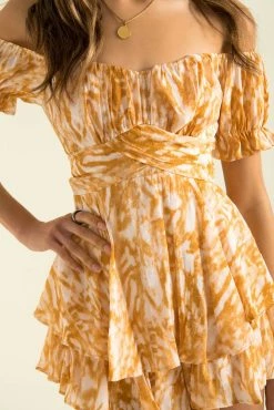 Sundae Muse Ruth Playsuit / Orange Print Playsuits & Rompers