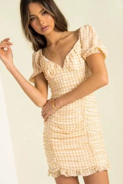 Sundae Muse Harvey Dress / Beige Check DRESSES