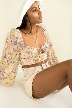 Sundae Muse Tops Briggs Top / Beige Floral
