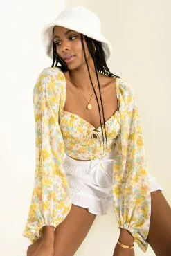 Sundae Muse Tops Paige Top / Yellow Floral
