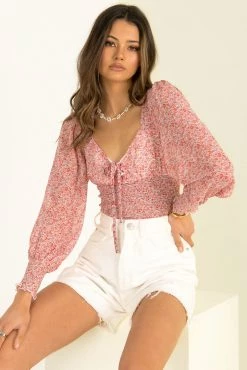 Sundae Muse Tops Martha Top / Red Floral