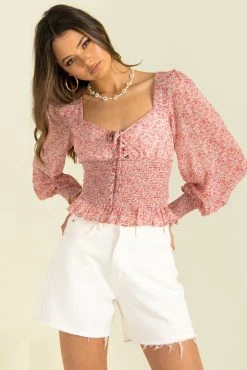 Sundae Muse Tops Martha Top / Red Floral