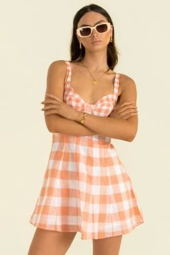 Sundae Muse Selma Dress / Peach Check DRESSES